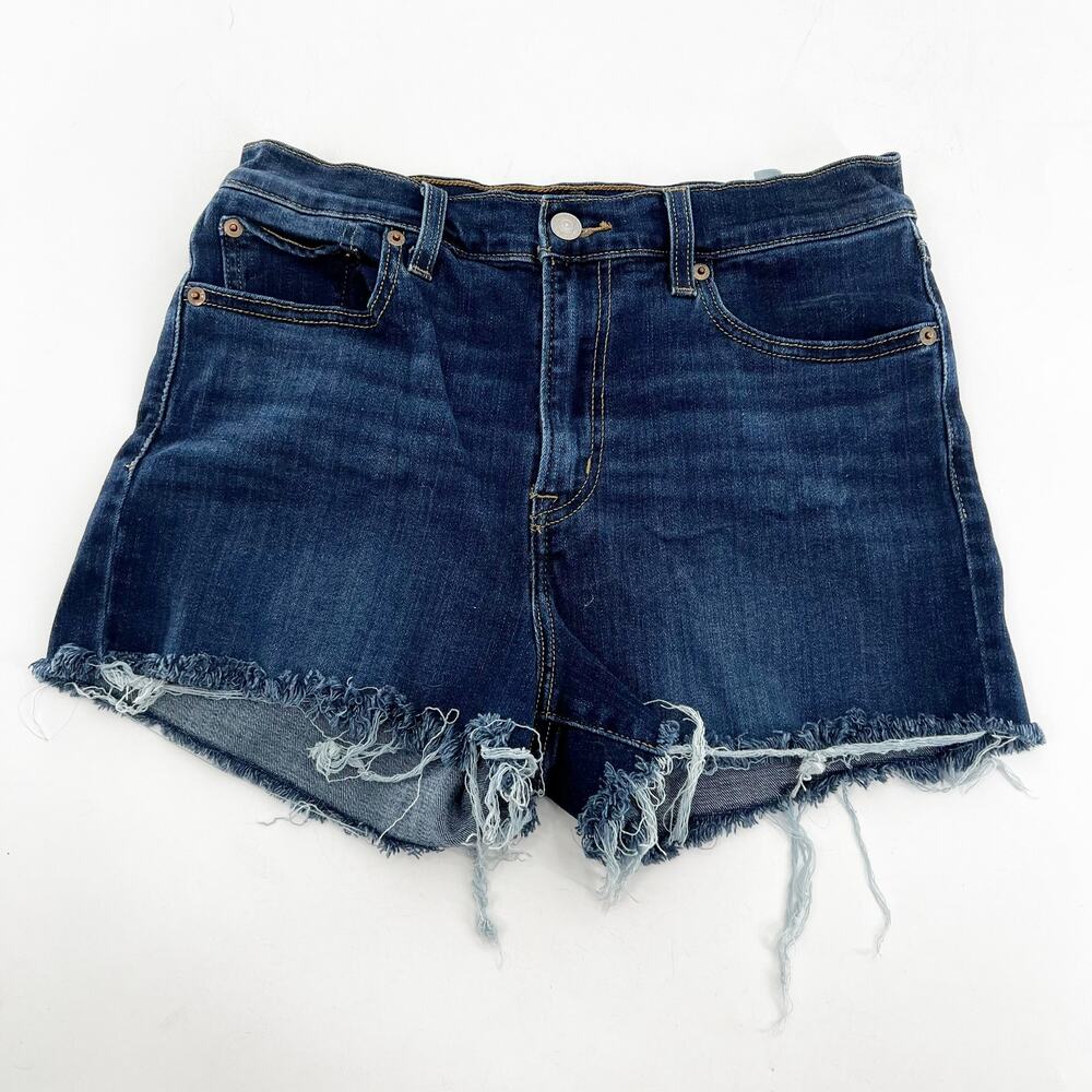Levi's Women's Blue Dark Wash Cut Off High Rise Denim Jean‎ Shorts Size 29